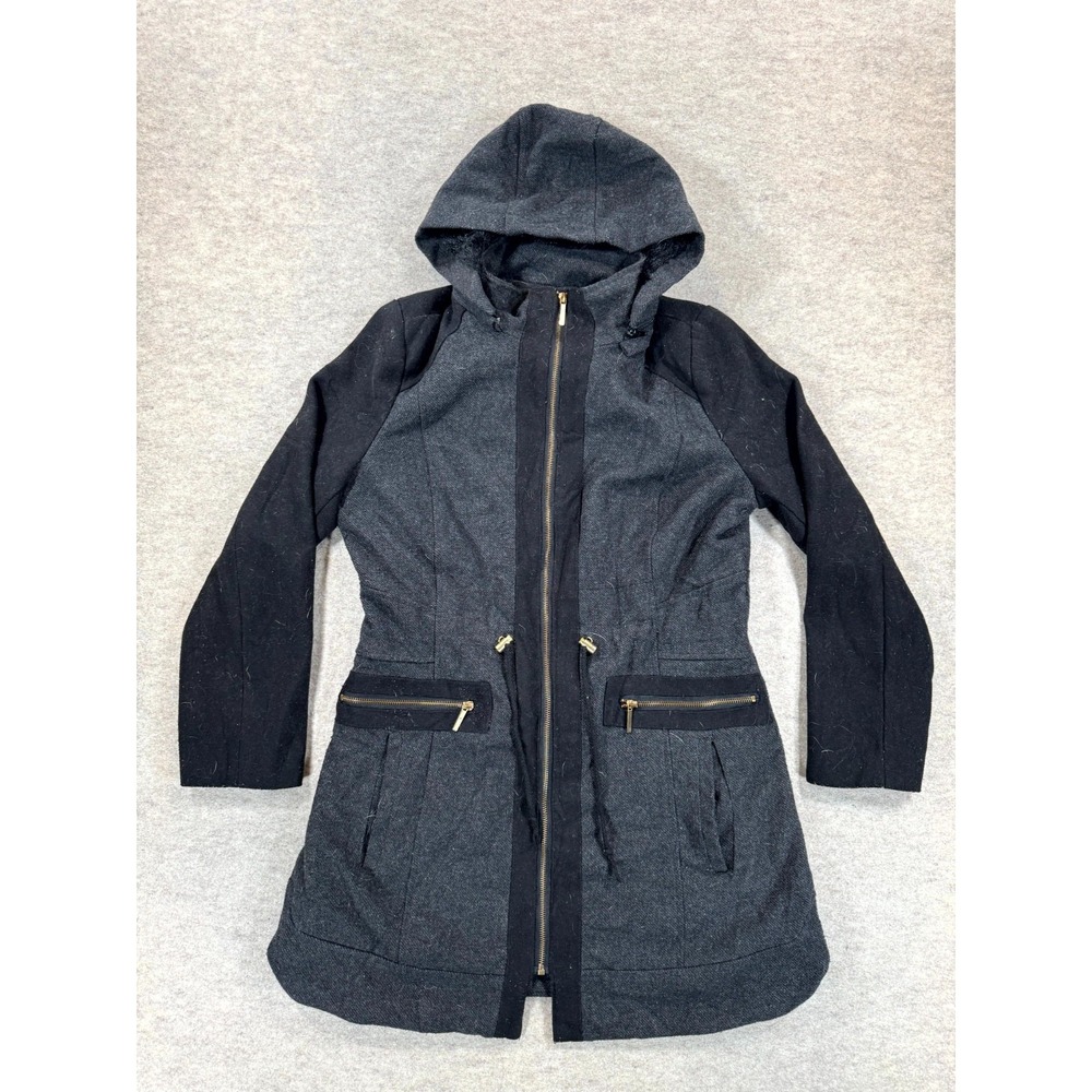 Yoki Outerwear Collection Coat Womens Large Gray Fleece Lined Hooded Full Zip